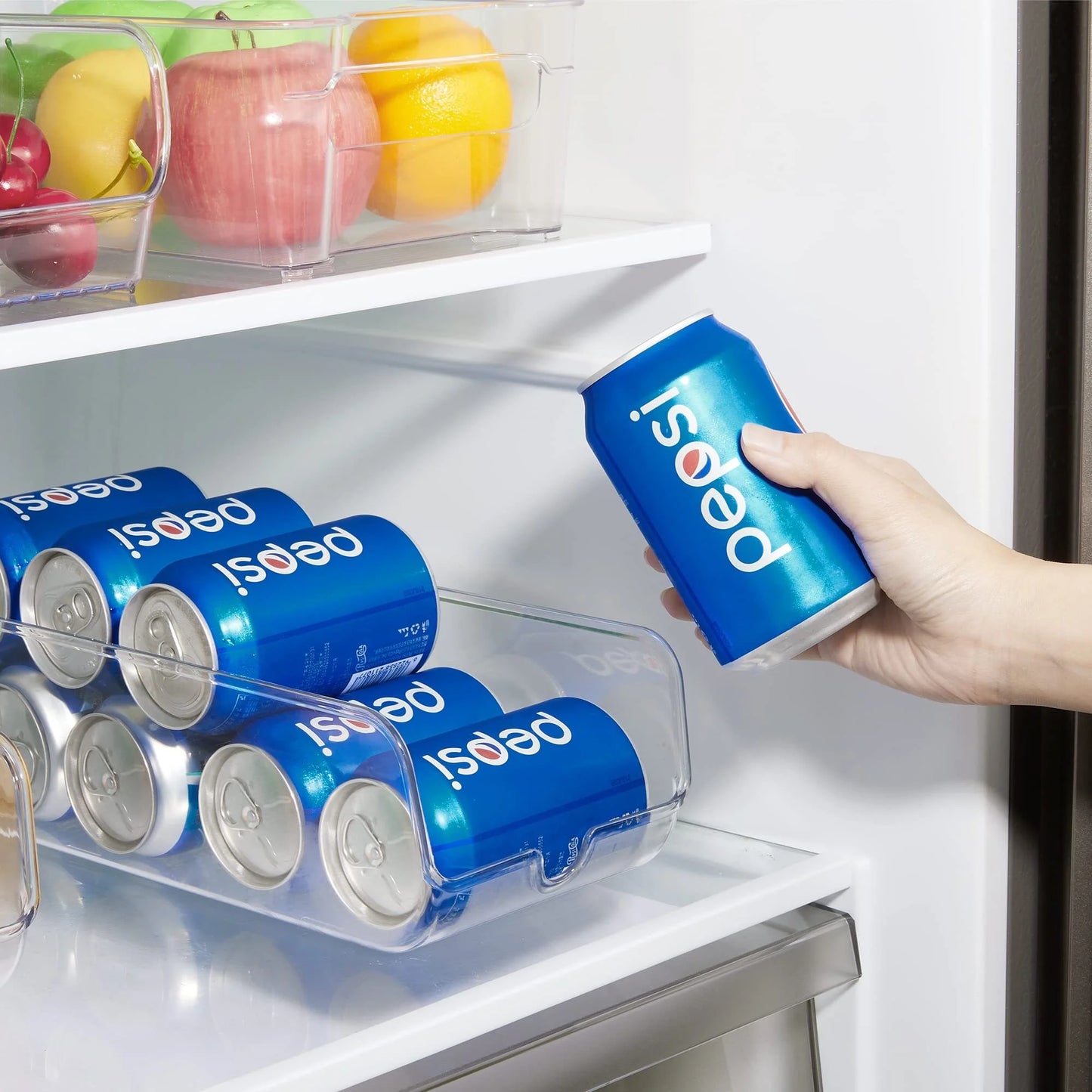 Set of 8 Refrigerator Organizer Bins, Clear Plastics Fridge Organizers and Storage with Handles