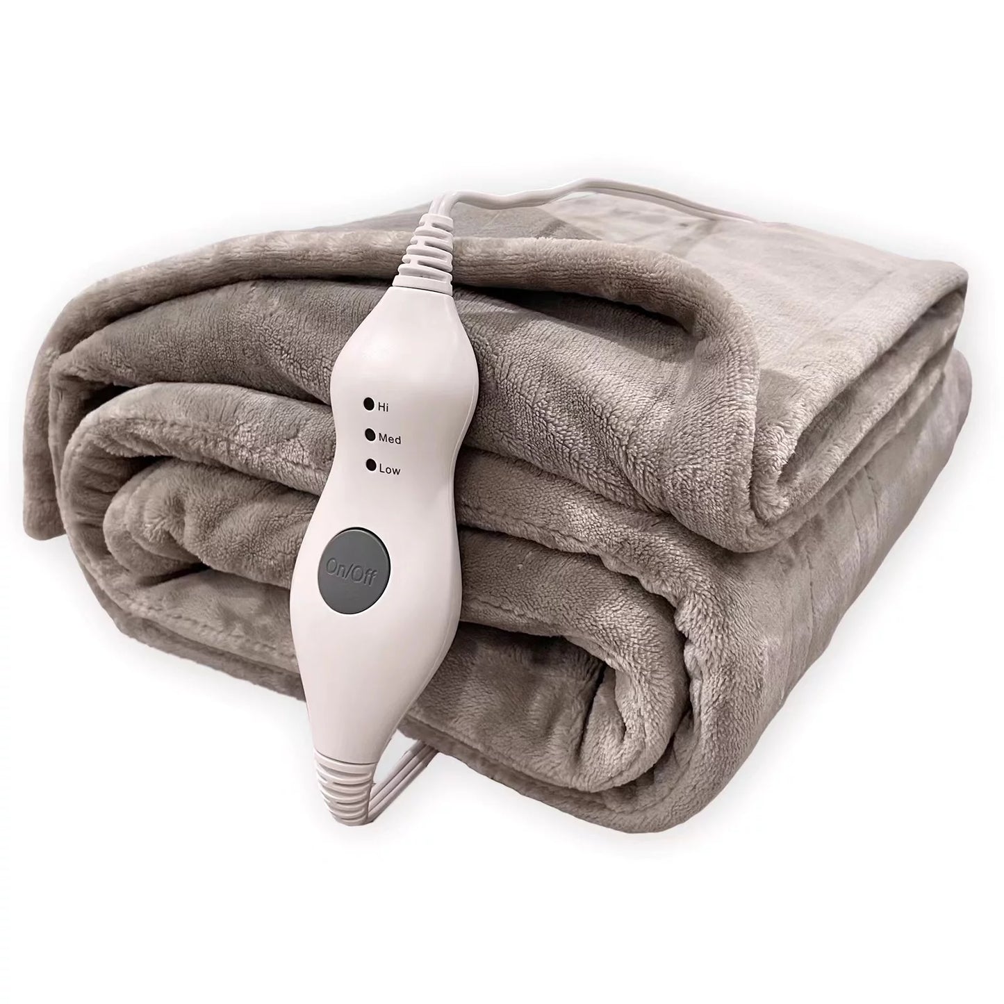 Electric Heated Blanket Throw,50"X60"Double Flannel Fabric Heated Throw Blanket for Home Office, Camel