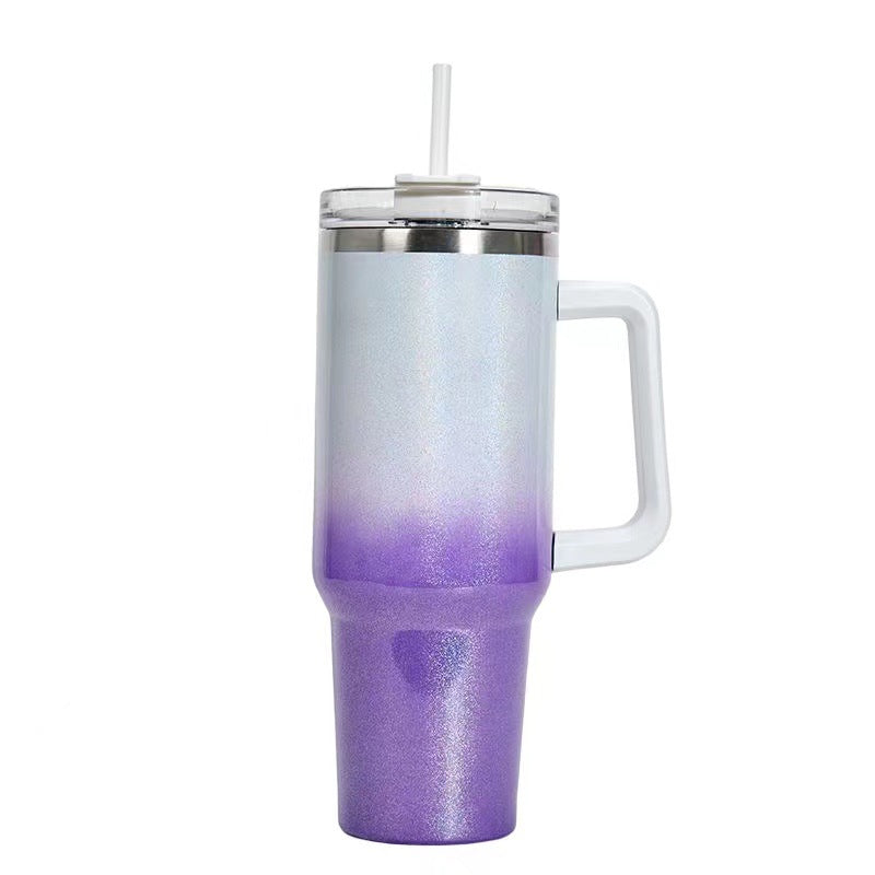 40Oz Straw Coffee Insulation Cup with Handle Portable Car Stainless Steel Water Bottle Largecapacity Travel BPA Free Thermal Mug