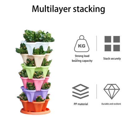 Strawberry Vertical Gardening Stackable Planter for Indoor and Outdoor Strawberries, Flowers, Herbs, Vegetables, 1-Pack